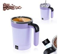 Self Stirring Mug, 380Ml Automatic Mixing Cup, Automatic Mixing Cup With LCD Temperature Display, Electric Stirring Mug for Coffee, Protein Shakes, Matcha, and More (Purple)