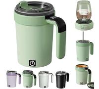 Self Stirring Mug, 380Ml Automatic Mixing Cup with LCD Temperature Display, Portable Detachable Magnetic Self Mixing Cup with Lid & Straw, Electric Stirring Mug for Coffee, Protein Shakes