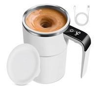 Self-Stirring Mug, Magic Mug, Self-Stirring Mug, Milk Coffee Cup, Stainless Steel, Cocoa Cup, Smart Cup for Coffee, Tea, Hot Chocolate, Milk, Cocoa, Protein (Model 2 White)