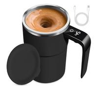 Self-Stirring Mug, Magic Mug, Self-Stirring Mug, Milk Coffee Cup, Stainless Steel, Cocoa Cup, Smart Cup for Coffee, Tea, Hot Chocolate, Milk, Cocoa, Protein (Model 2 Black)