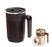 Self Stirring Mug, Rechargeable 400ml Automatic Magnetic Mixing Cup with Temperature Display, Stainless Steel Self Stirring Coffee Cup for Coffee Milk Tea Hot Chocolat (Black)