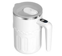 Self Stirring Mug with Temperature Display, 380ml Electric Magnetic Coffee Mixing Cup Beverages, Multifunctional Stir Cups for Coffee/Protein/Shakes/Hot Beverages (White)