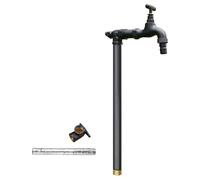 Self-Supporting Garden Water Column with Faucet 39.4in Outdoor Water Stand Anti-Freeze Hose Vertical Water Post for Courtyard Irrigation (Black 100cm)