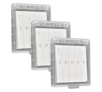 Self Switch Cover Set, 3 Pieces for 86 Type Wall Sockets, Provides Waterproof and Dustproof Protection (Transparent)