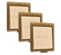 Self Switch Cover Set, 3 Pieces for 86 Type Wall Sockets, Provides Waterproof and Dustproof Protection (Brown)