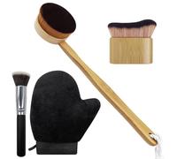 Self Tanner Brush Set With Tanning Mitt, Body Makeup Brushes includes Kabuki Brush for Self Tanner, Lotion Applicator for Back, Face Tanning Brushes for Self Tan