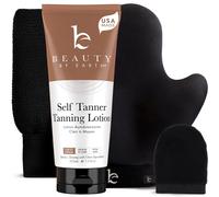 Self Tanner Kit - USA Made with Organic & Natural Ingredients, Tanning Lotion with Glove & Exfoliating Mitt, Non Toxic Gradual Tan Lotion, Sunless Tan