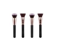 Self Tanning Brush Set - 4PC Kabuki & Flat Top Applicators for Sunless Tanner, Face & Body Makeup Brushes for Streak-Free Blending (black)