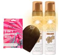 Self Tanning Bundle with Hawaiian Sunless Self Tan Hydrating Foam Dark 2X & Self Tanning Washable Mitt