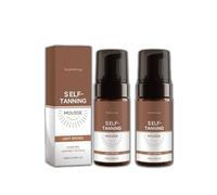 Self Tanning Mousse, Organic Tanning Mousse for Light Bronze Glow, Streak Free Finish, Clear Tanning Foam for Face Body, Daily Sunless Tanner for Women and Men (2pc)