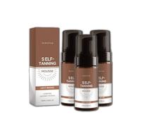Self Tanning Mousse, Organic Tanning Mousse for Light Bronze Glow, Streak Free Finish, Clear Tanning Foam for Face Body, Daily Sunless Tanner for Women and Men (3pc)