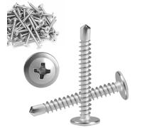 Self Tapping Screw, 410 Stainless Steel Drilling Screw M4.2 * 32mm, Cross Countersunk Drill Tail Self Drilling Screws, Wafer Head Screws, 50PCS