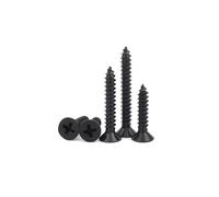Self-tapping screws 10/100 Mini Small Black 304 Stainless Steel Cross Flat Countersunk Head Self Tapping Screw M1.7 M2 M2.5 M3 M3.5 M4(50pcs M3x9.5mm)