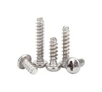 Self Tapping Screws 10/50pcs 304 Stainless Steel Cross Recess Phillips Pan Round Head Flat End Self Tapping Screw M1.2 .4 .7 M2 .6 M3 .5 M4 M5(3.0mm,50pcs M2)