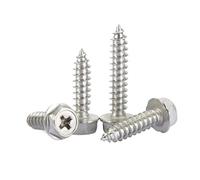 Self Tapping Screws 10pcs/lot M3 M4 M5 M6 Phillips Driving Hexagon Head Flange Self Tapping Screws With Washer 304 Stainless Steel Cross(10mm x10pcs,M5)