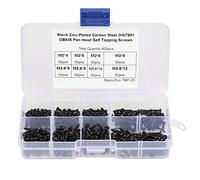Self Tapping Screws, 400Pcs Black Stainless Steel M2/M2.6 Cross Pan Head Self Tapping Screws Set Assortment Kit