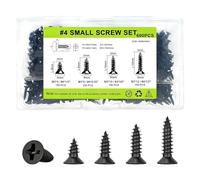 Self Tapping Screws, 600Pcs Black Screws Assortment M3 Small Wood Screws Assortment Round Head Self Drilling Screw Cross Head Self-tapping Screw for DIY Repairs, 6/8/10/12mm