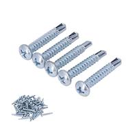 Self Tapping Screws for Metal, 50 Pcs Sheet Metal Round Head Metal Screws Self Drilling Screws 4.2x25mm Galvanized Steel Drill Screws for Wood,Metal,Plastic (Round Head Cross