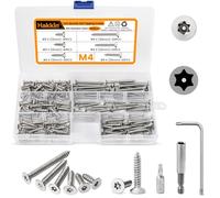 Self Tapping Screws Hakkin 180Pcs M4 Stainless Steel Screws Torx Wood Screws Anti-Theft Tamper Proof Sheet Metal Screws Assortment Kit with T20 Bit, L Wrench, Extension Holder