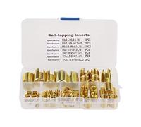 Self Tapping Thread Inserts Repair Set, Brass Tone, 50Pcs Combination Kit - Easy Installation, Strong Pull Resistance, Ideal for Metal and Plastic