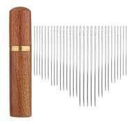 Self-Threading Hand Sewing Needles 30 Pcs with Wooden Case, Easy Thread Side Opening Stainless Steel Needles for Adult Crafting, Dressmaking & Repairs, Mixed Sizes