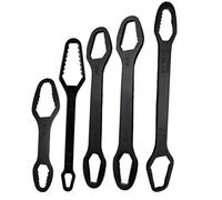Self Tightening Wrench Set, Double End Spanner Kit, 5 Piece Universal Grip Socket Tool, Auto Adjustable Repair Wrench, Heavy Duty Mechanic Tool, Garage Bicycle Furniture Plumbing Home Maintenance Use