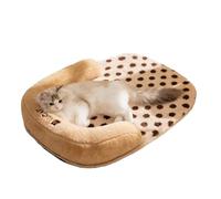 Self Warming Cat Bed Mat with U-Shaped Pillow, Soft Thickened Thermal Cat Bed, Detachable and Washable Heat Retention Pad for Indoor Cats, Non-Slip Bottom (Brown,Small)