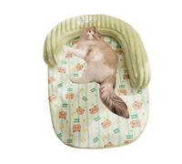 Self Warming Cat Bed Mat with U-Shaped Pillow, Soft Thickened Thermal Cat Bed, Detachable and Washable Heat Retention Pad for Indoor Cats, Non-Slip Bottom (Green,Medium)