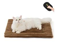Self Warming Pet Bed,Reversible Two-Sided Use Self Heating Mat for Cats andDogs,Washable Pets Crate Pad for Indoor & Outdoor Use,Equipped with soft corduroy velvet cover and non slip sole (brown, S)