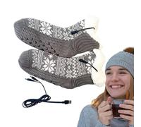 Self-Warming Thermal Socks with USB Battery in Snow Pattern | Thermal Design for Maximum Comfort of Feet at Cold Temperatures Unisex | Ideal for Winter Activities Hiking Skiing