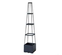 Self Watering Box with Trellis for Climbing Plants, Tall Vegetable Growing Container for Tomatoes Flowers Peas, Stackable Garden Bed Kit with Adjustable(4 Evels-Wood Grain)