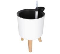 Self Watering Flower Pot Plastic White with Water Level Indicator