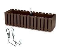 Prosperplast Boardee Fencycase Balcony Box with Hanging and Watering System, Flower Box, Flower Pot with Hook Planter (580 mm Length, Brown)