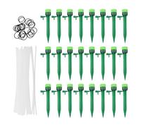 Self-Watering Plant Spike System - Adjustable Drip Rate (0-60 Sec/Drop) 18 Cm Plastic Irrigation Spikes for Bottles 24-Piece Garden Watering Kit for Indoor/Outdoor Plants
