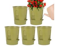 Self Watering Planter Set, Indoor Plant Pot Kit, 5 Piece Container with Drain Tray, Flower Pot System, Garden Decor with Modern Style, Home Gardening for Indoor Outdoor