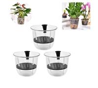 Self Watering Plants Pot, Indoor Plants Pots, Green Ivy Plant Without Watering Water Storage Basin, New Transparent Round Imitation Glass Flower Pot, for Indoor Plants