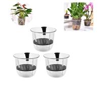Self Watering Plants Pot, Indoor Plants Pots, Green Ivy Plant Without Watering Water Storage Basin, New Transparent Round Imitation Glass Flower Pot, for Indoor Plants