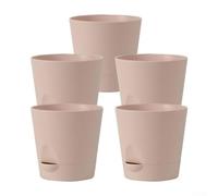 Self-Watering Plastic Flower Pots 5-Pack 14cm Drainage Holes Khaki
