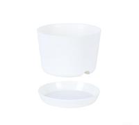 Self Watering Plastic Succulent Pot, Breathable Minimalist White Container with Detachable Tray for Herbs Office Desk Decor(B)