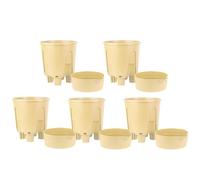 Self Watering Pots - 5 Pieces Plant Pot With Tray, Home Cactus Planter Set | For Home Garden Indoor Balcony Outdoor Porch Patio Window, & Succulents All House Plants, Green Saucer & Reservoir