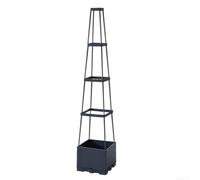 Self Watering Raised Box with Adjustable Height Trellis for Climbing Vegetables and Flowers, Suitable for Indoor and Outdoor Gardening (4 Evels-Wood Grain)