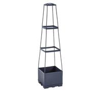 Self Watering Raised Planting Box for Climbing Vegetables Flowers Tomatoes with Adjustable Height and Sturdy PP Plastic Construction No Tools Needed (3 Evels-Vine Woven)