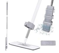 Self Wringing Flat Mop Hands 360 Degree Spin Cleaning with 2 Washable Pads Wet Dry Use Microfiber Floor for Hardwood Laminate Tile