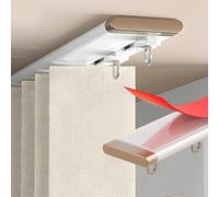 SelfAdhesive Ceiling Curtain TrackAluminum Drape Rail No Drill Installation Adjustable Length 1.64ft to 19.7ft Ideal for Bathroom Shower Closet White 1.40m