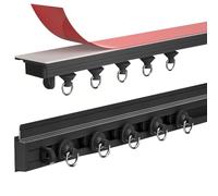 SelfAdhesive Curtain Track SystemCeiling/Wall MountAdjustable 2.3ft to 19.7ft (70cm to 600cm) Perfect for Bedroom/Office/Living Room (Black 19.7FT)