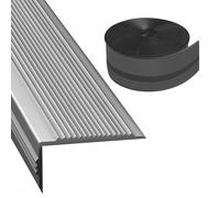 SelfAdhesive Vinyl Stair NosingLShaped 3.33ft Gray AntiSlip Rubber Edge Trim for Indoor/Outdoor Steps Flexible Safety Tread (5x2.5x500cm)