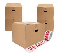 SelfHold 10 Student Moving House Boxes Large 20" x 20" x 15" with Carry Handles & 1x Fragile Tape | Cardboard Boxes Kit for University Students or Professionals for Moving Small House or Flat Moves