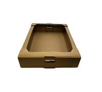 SelfHold 10 X Cardboard Gift Hamper Tray 640 X 495 X 130mm Double Wall Tray With Empty Patch Handle Serving Tray For Gifts Display Vegetables Fruits Drink Kitchen Organizer Brown