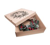 SelfHold Brown Christmas Wreath Boxes With Printed Lid - (560 x 560 x 120mm (Large) | Gift Boxes, Ideal For Wreaths & Garlands *Made in Britain* (20)