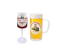 SelfHold Personalised Birra Stein Beer Glass & Chateaux Wine Glass with Frosted Coating | Customised Glassware Set for Couples, Friends or Family who Enjoy Wine and Beer